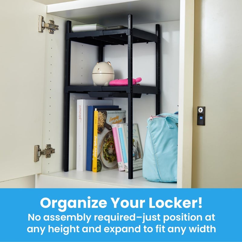 LockerMate Double Locker Shelf, Adjustable Width and Height to Fit Most School Lockers, Black - Image 3